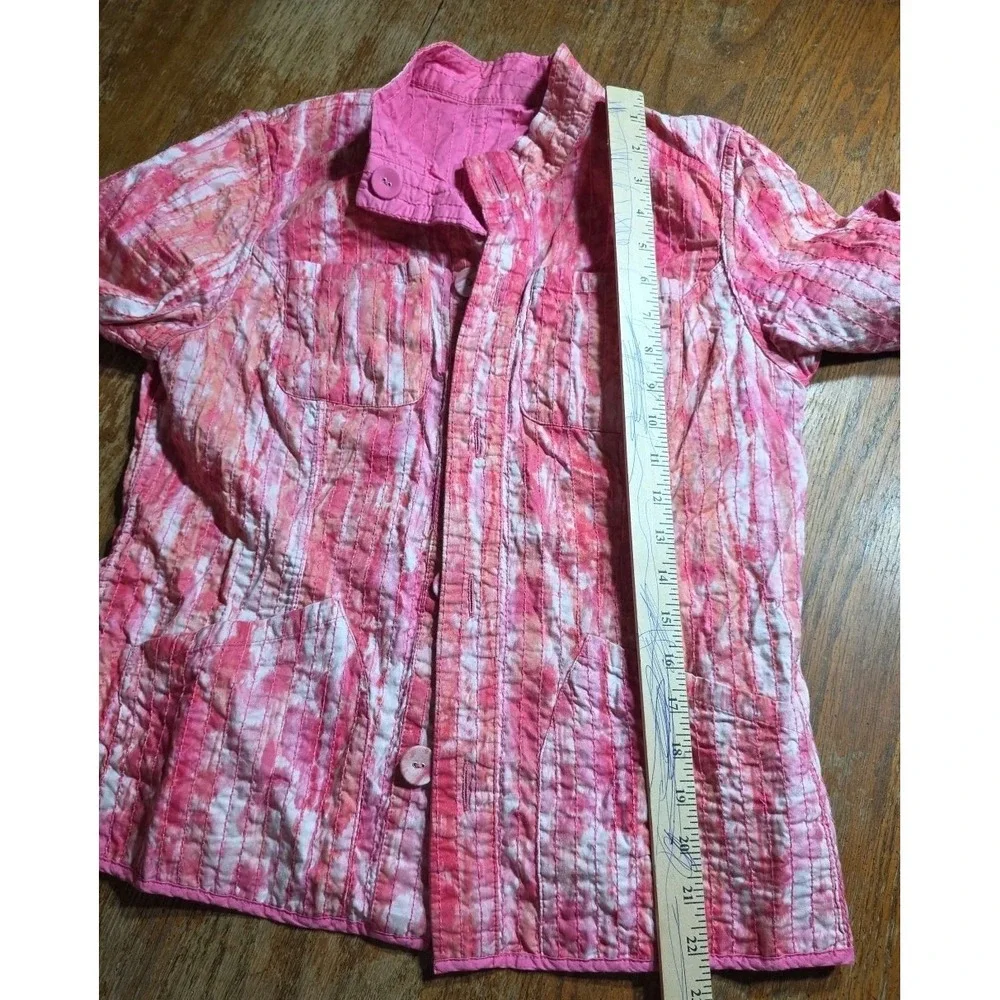 Quilted Reversible Kimono Jacket Women Pink Boho Embroidered‎ See Measurements
